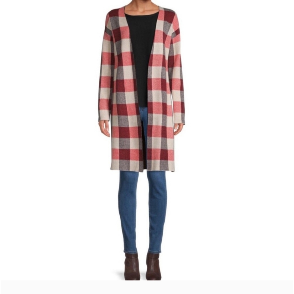 Joseph A Cozy Women's Plaid Open-front Cardigan.